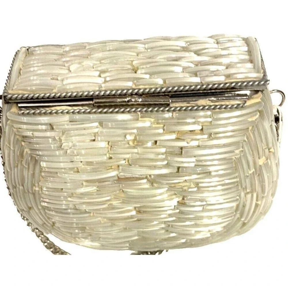 Vintage Glass Mosaic Evening Bag Small Crossbody Purse Flap Latch Chain‎ Strap